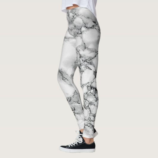 Trendy White Marble Stone Leggings (Links)