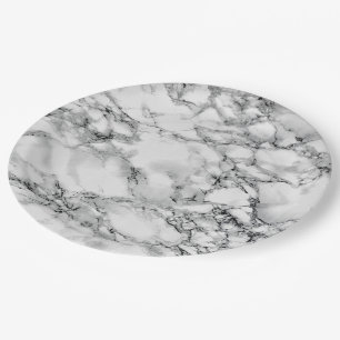 Trendy White Marble Stone Papieren Bordje