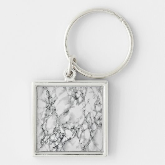 Trendy White Marble Stone Sleutelhanger (Voorkant)