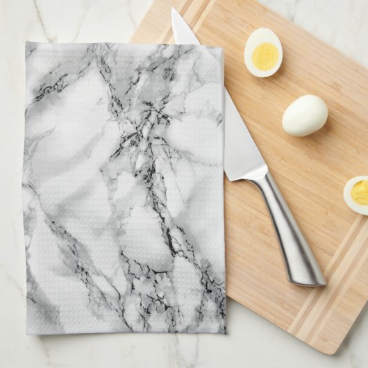 Trendy White Marble Stone Theedoek (Quarter Fold)