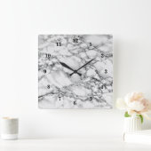 Trendy White Marble Stone Vierkante Klok (Huis)