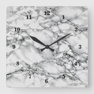 Trendy White Marble Stone Vierkante Klok