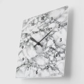 Trendy White Marble Stone - Voeg Jouw tekst/naam t Vierkante Klok (Hoek)