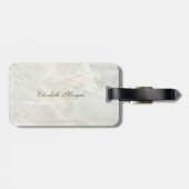 Trendy White Marble Texture, monogram-gepersonalis Bagagelabel (Achterkant horizontaal)