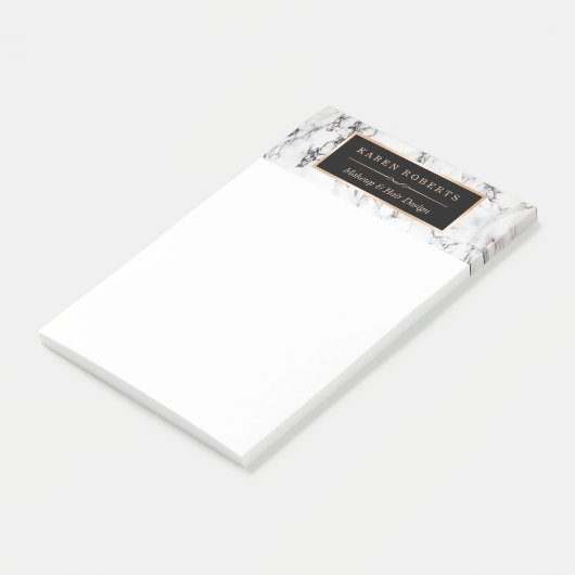 Trendy White Marble Texture Stylish Gold Lijst Post-it® Notes (Schuin)