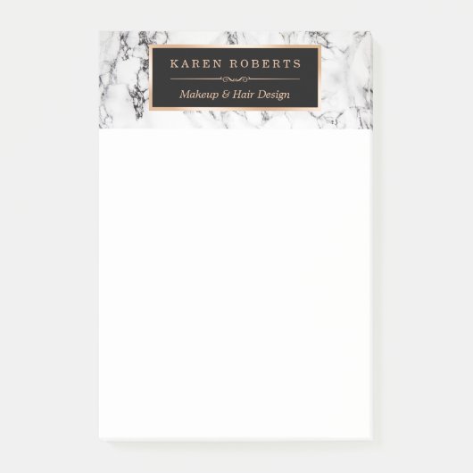Trendy White Marble Texture Stylish Gold Lijst Post-it® Notes (Voorkant)