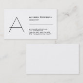 Trendy White Monogram Standard Visitekaartje (Voorkant / Achterkant)