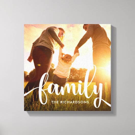 Trendy White Overlay | Foto van uw familie Canvas Afdruk (Voorkant)
