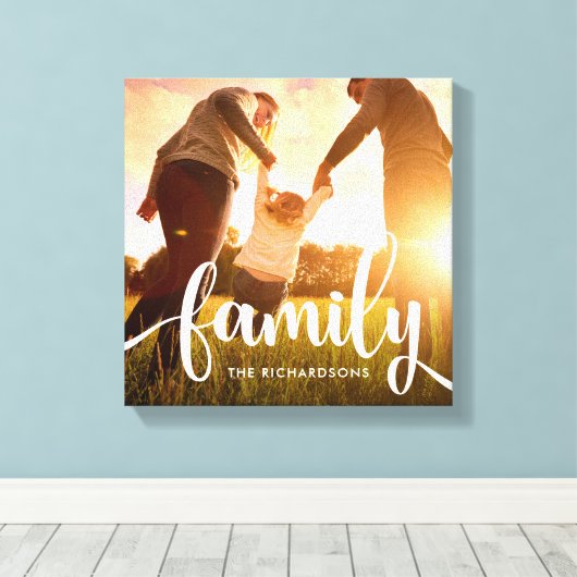 Trendy White Overlay | Foto van uw familie Canvas Afdruk (Insitu (Houten vloer))