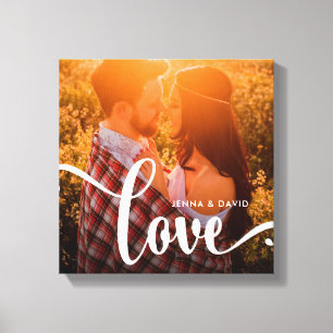 Trendy White Overlay   Liefde met foto Canvas Afdruk