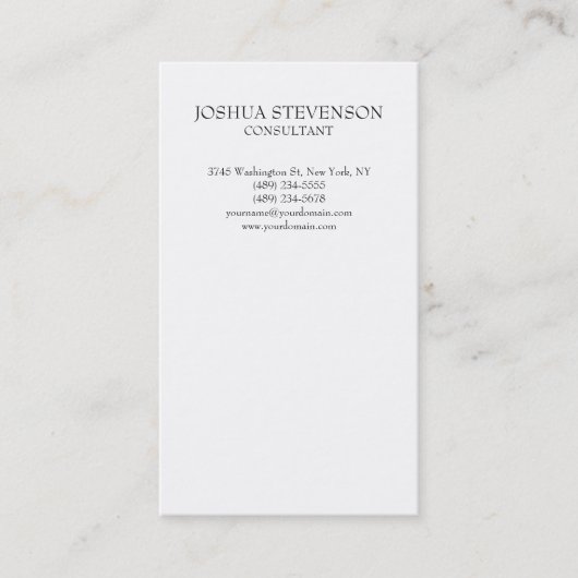 Trendy White Plain Simple Minimalist Stijlvol Visitekaartje (Voorkant)