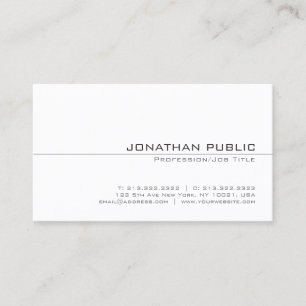 Trendy White Plain Verfijnd Eenvoudig design Visitekaartje