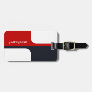 Trendy White Red en Navy Graphic Color Blocks Bagagelabel