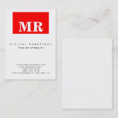 Trendy White Red Minimalist Monogram Visitekaartje (Voorkant / Achterkant)