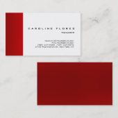 Trendy white red modern professioneel simpel visitekaartje (Voorkant / Achterkant)