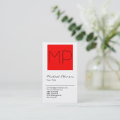 Trendy White Red Stripe Monogram Visitekaartje (Staand voorkant)