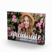 Trendy White Script Afstuderen Modern Fotoblokken (Rechts)