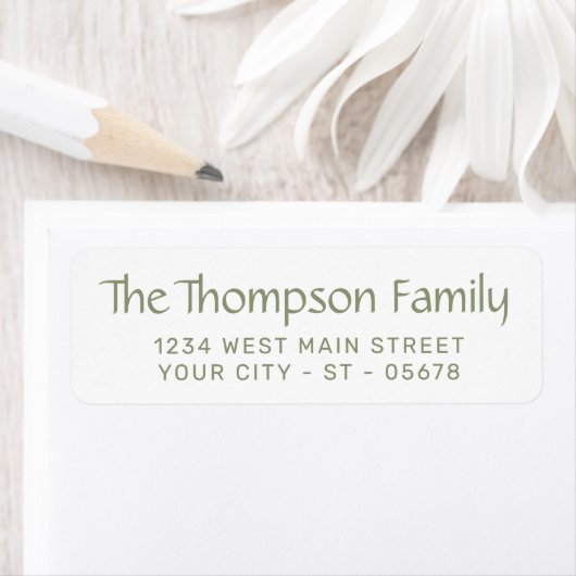 Trendy White Simple Chic Styled Typography Script Etiket (Insitu)