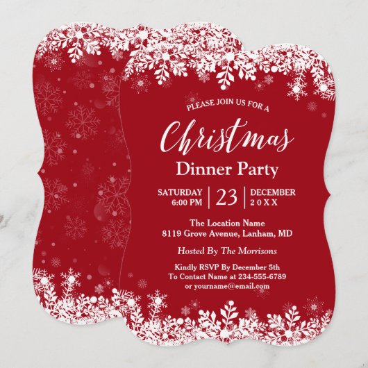 Trendy White Snowflakes Holiday Kerstfeest Kaart (Voorkant / Achterkant)