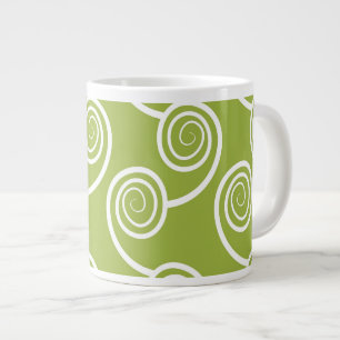 Trendy White Swirl patroon op Green Grote Koffiekop