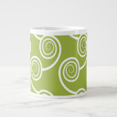 Trendy White Swirl patroon op Green Grote Koffiekop (Voorkant)