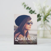 Trendy White Typography Photo Afstuderen Aankondigingskaart (Staand voorkant)
