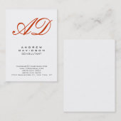 Trendy White Vertical Red Monogram Visitekaartje (Voorkant / Achterkant)