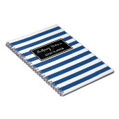 Trendy Wide Blue en White Stripes Event Planner Notitieboek (Rechterzijde)
