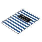Trendy Wide Blue en White Stripes Event Planner Notitieboek (Linkerzijde)
