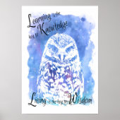Trendy wijze owl blue waterverf inspirerend poster (Voorkant)