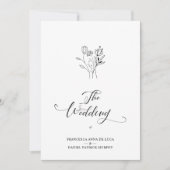 Trendy Wildbloemen Bouquet Wedding Black & White Kaart (Voorkant)