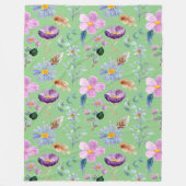 Trendy wildbloementpatroon Greenery decor Fleece Deken (Voorkant)