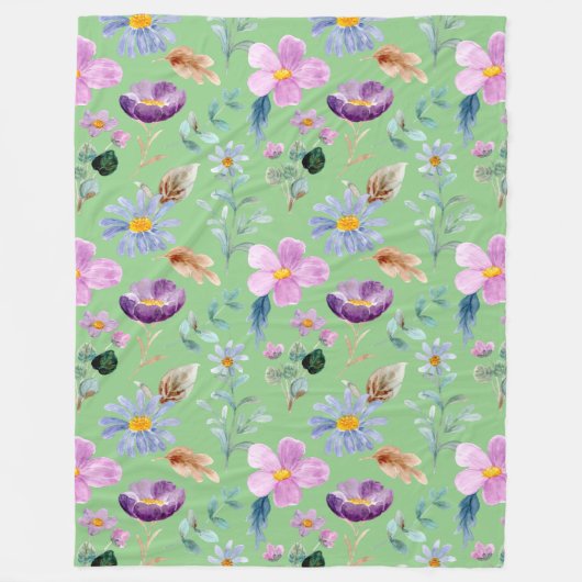 Trendy wildbloementpatroon Greenery decor Fleece Deken (Voorkant)