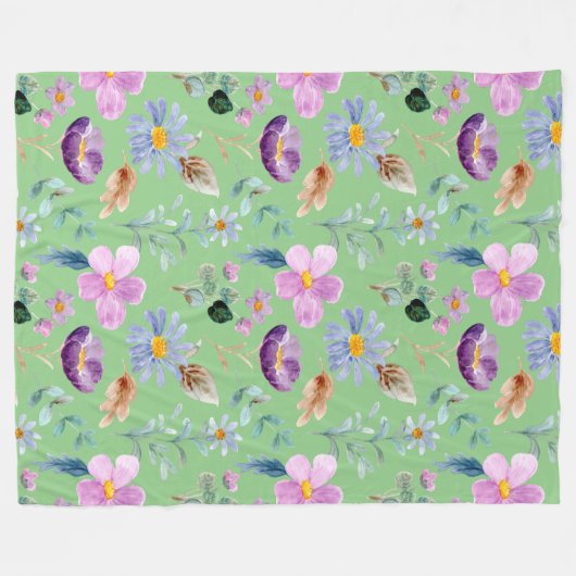 Trendy wildbloementpatroon Greenery decor Fleece Deken (Voorkant (Horizontaal))