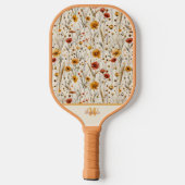 Trendy Wilde Bloem Monogram - Chic Bloemmotief Pickleball Paddle (Achterkant)