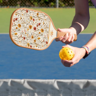 Trendy Wilde Bloem Monogram - Chic Bloemmotief Pickleball Paddle