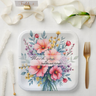 Trendy Wilde Bloemen Mooie Luxe Collectie Papieren Bordje