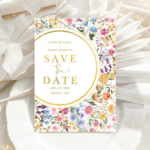 Trendy Wildflower Garden Wedding Save the Date Aankondigingskaart