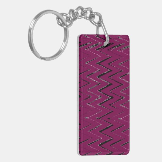 Trendy Wine Zigzag Abstract Design Sleutelhanger (Voorkant Links)