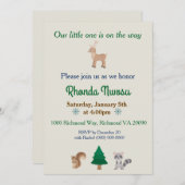 Trendy Winter Animal Theme Invitation Kaart (Voorkant / Achterkant)