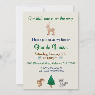 Trendy Winter Animal Theme Invitation Kaart