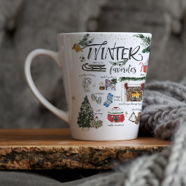 Trendy Winter Favorieten | Waterverf illustraties Latte Mok