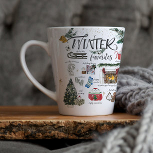 Trendy Winter Favorieten   Waterverf illustraties Latte Mok