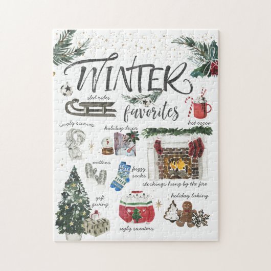 Trendy Winter Favorieten | Waterverf illustraties Legpuzzel (Verticaal)