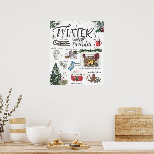 Trendy Winter Favorieten | Waterverf illustraties Poster (Keuken)