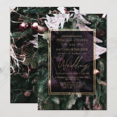 Trendy Winter Kerstboom Gouden Grens Huwelijk Kaart (Voorkant / Achterkant)