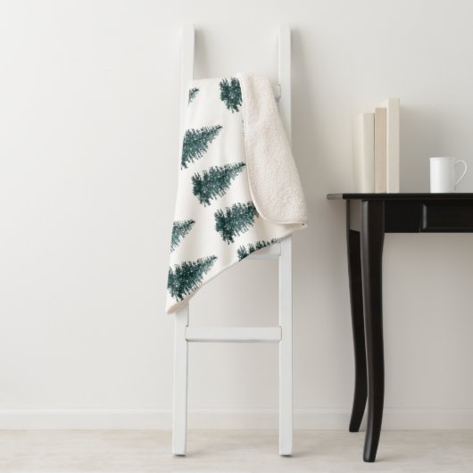 Trendy Winter Kerstboom Pattern Sherpa Deken (In situ)