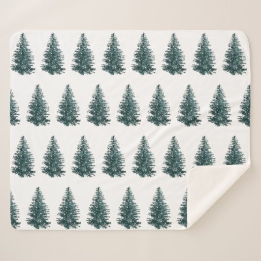 Trendy Winter Kerstboom Pattern Sherpa Deken (Voorkant (horizontaal))