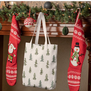 Trendy Winter   Kerstboompatroon Tote Bag