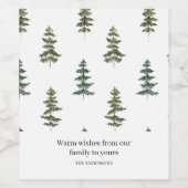 Trendy Winter | Kerstboompatroon Wijn Etiket (Enkel label)
